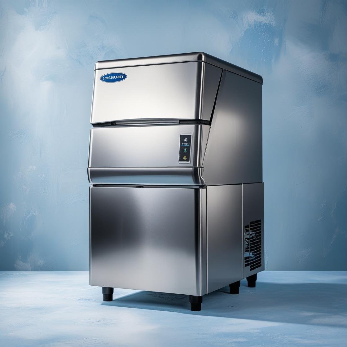i need commercial ice maker machine with light blue in the background